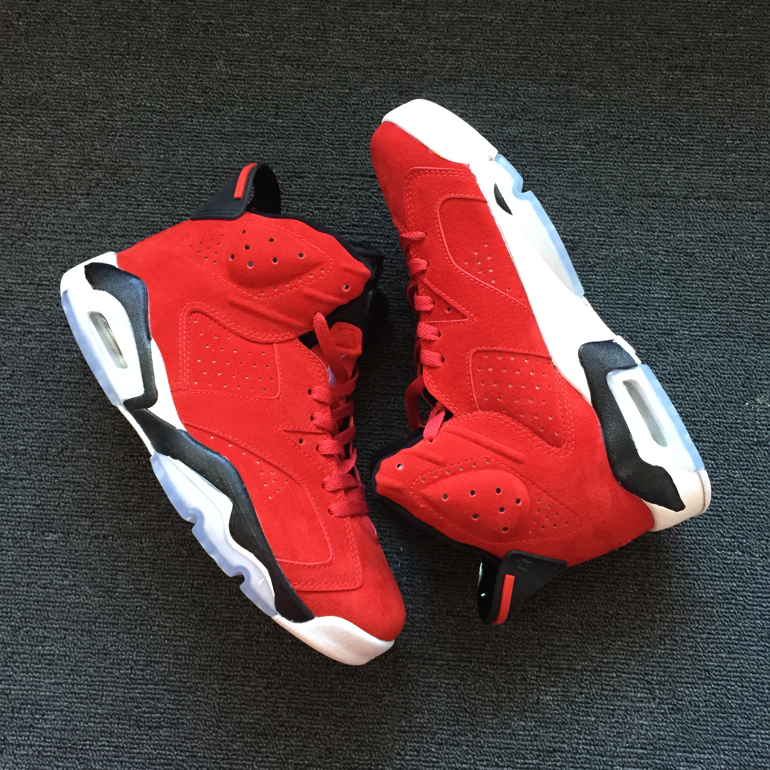 New Air Jordan 6 Deer Skin Red Black White Shoes - Click Image to Close